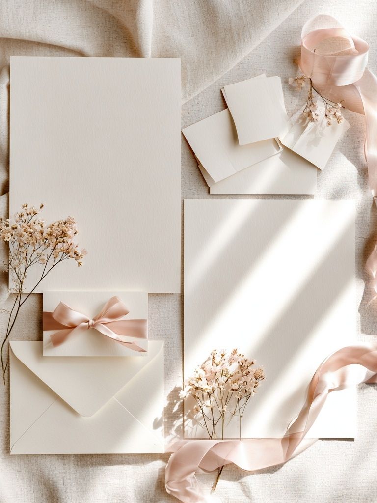 Soft Blush Stationery Still Life Poster. poster detail