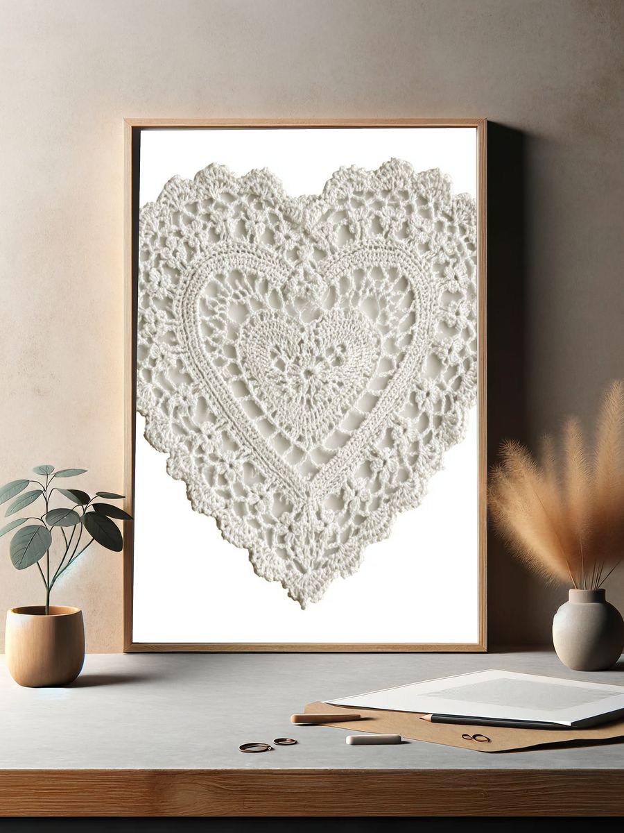 Crochet Heart Minimalist Print. — room view 2