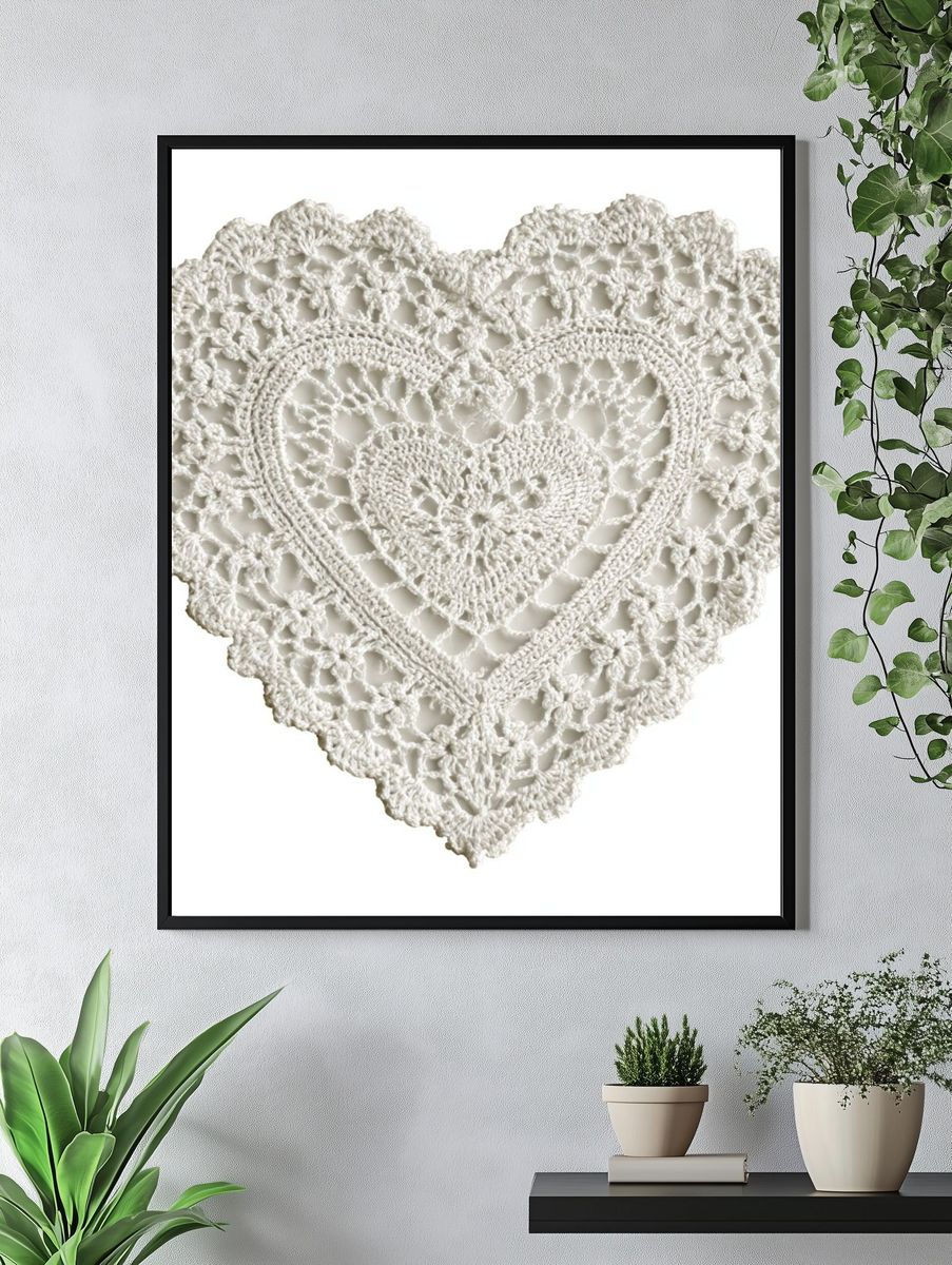 Crochet Heart Minimalist Print. — room view 4