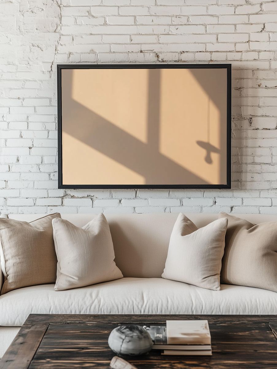 Late afternoon light beige wall. room preview