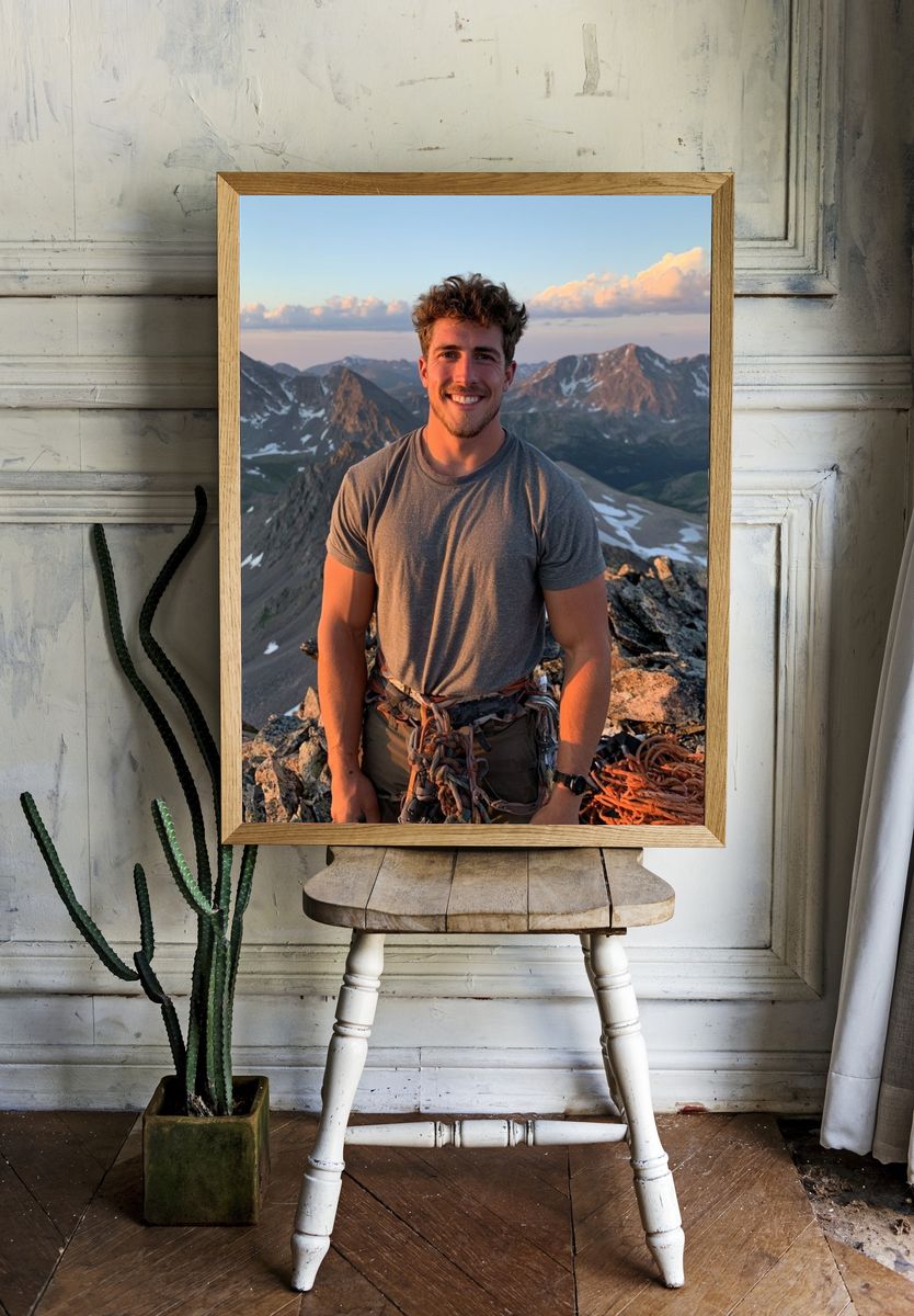 Mountain Climber Portrait Photography Poster. room preview