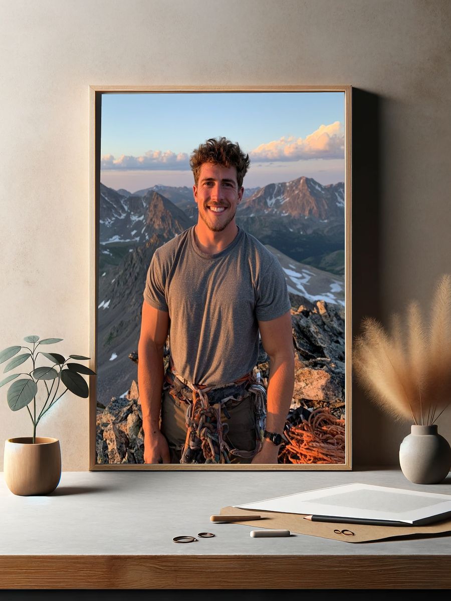 Mountain Climber Portrait Photography Poster. — room view 2