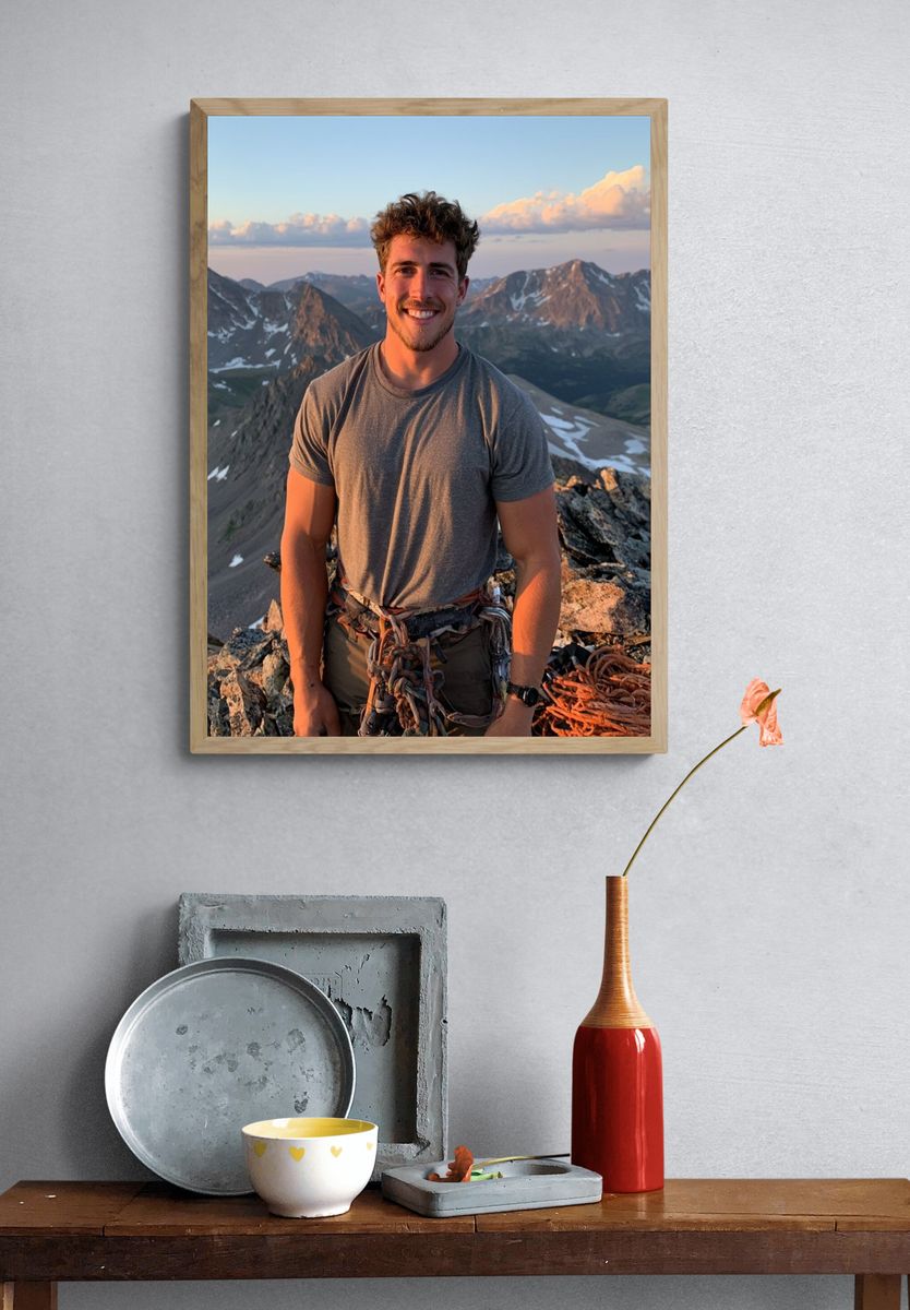 Mountain Climber Portrait Photography Poster. — room view 3