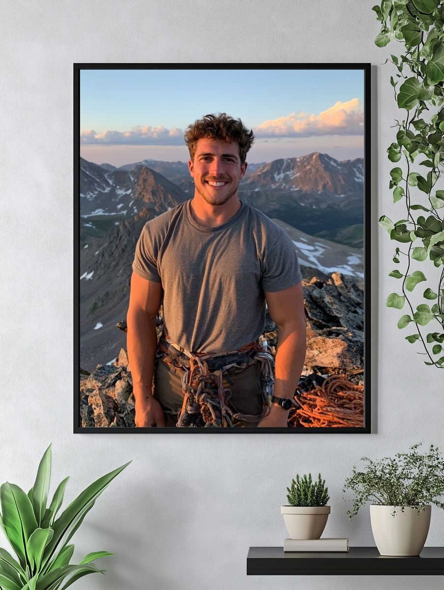 Mountain Climber Portrait Photography Poster. — room view 4