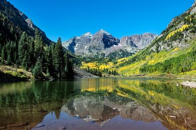 Autumnal view Rocky Mountain peaks.