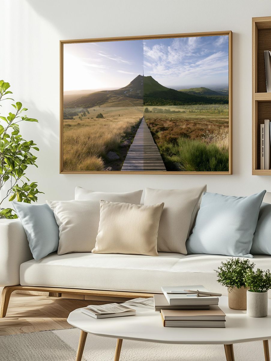 Misty Mountain Boardwalk Photography Print. — room view 2
