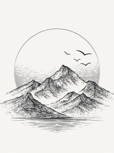 Mountain Landscape Line Art Poster. poster