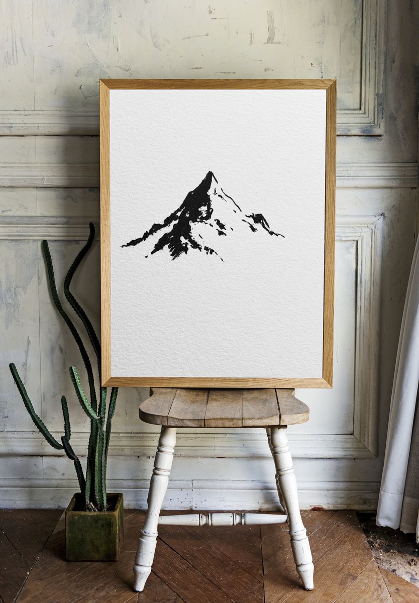 Minimal Mountain Ink Print. — room view 1
