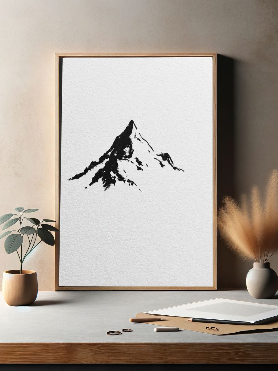 Minimal Mountain Ink Print. — room view 2