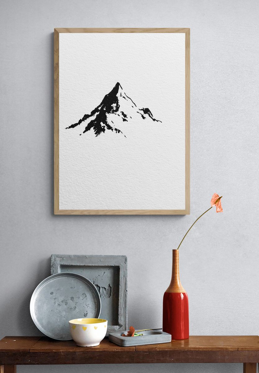 Minimal Mountain Ink Print. — room view 3