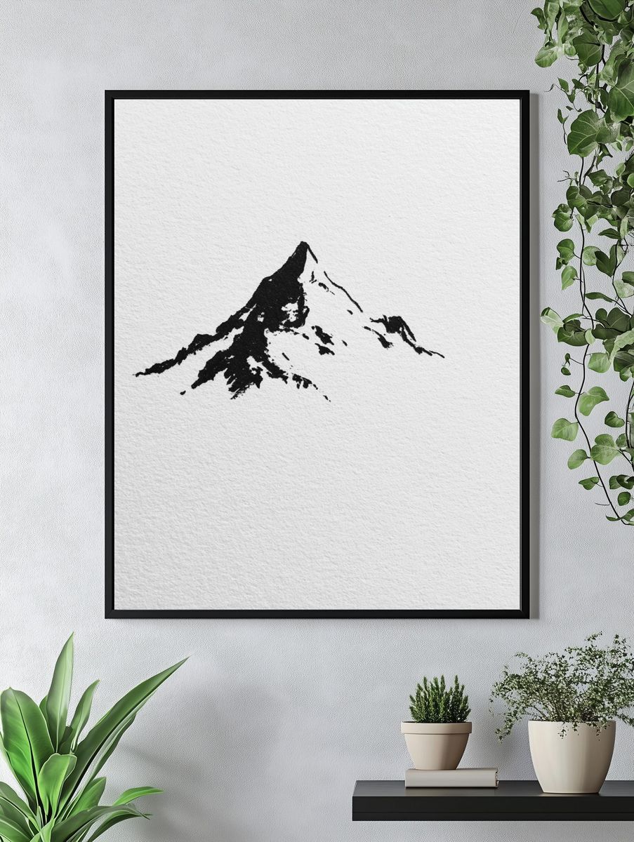 Minimal Mountain Ink Print. — room view 4
