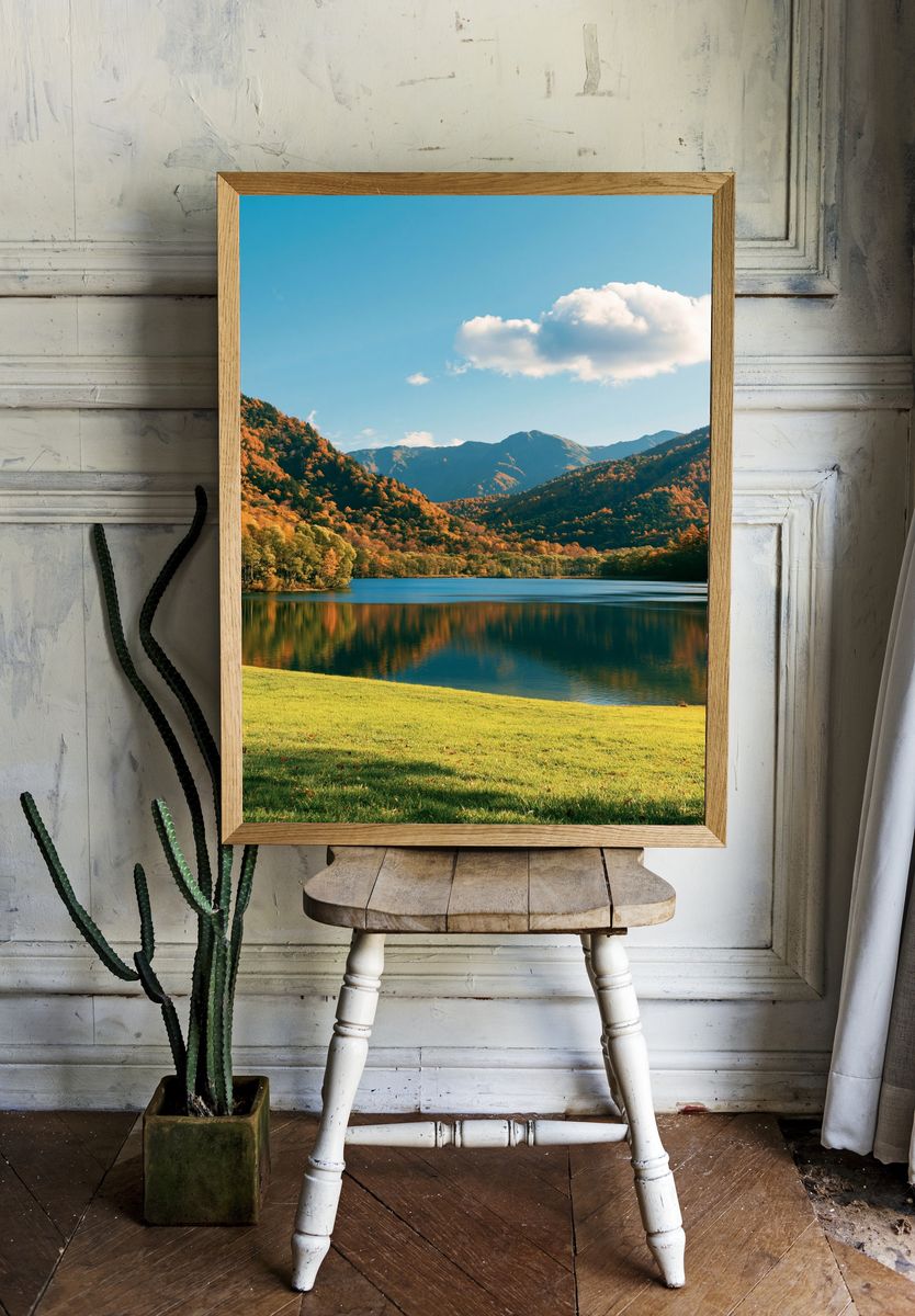 Autumn Mountain Lake Photography Poster. — room view 1
