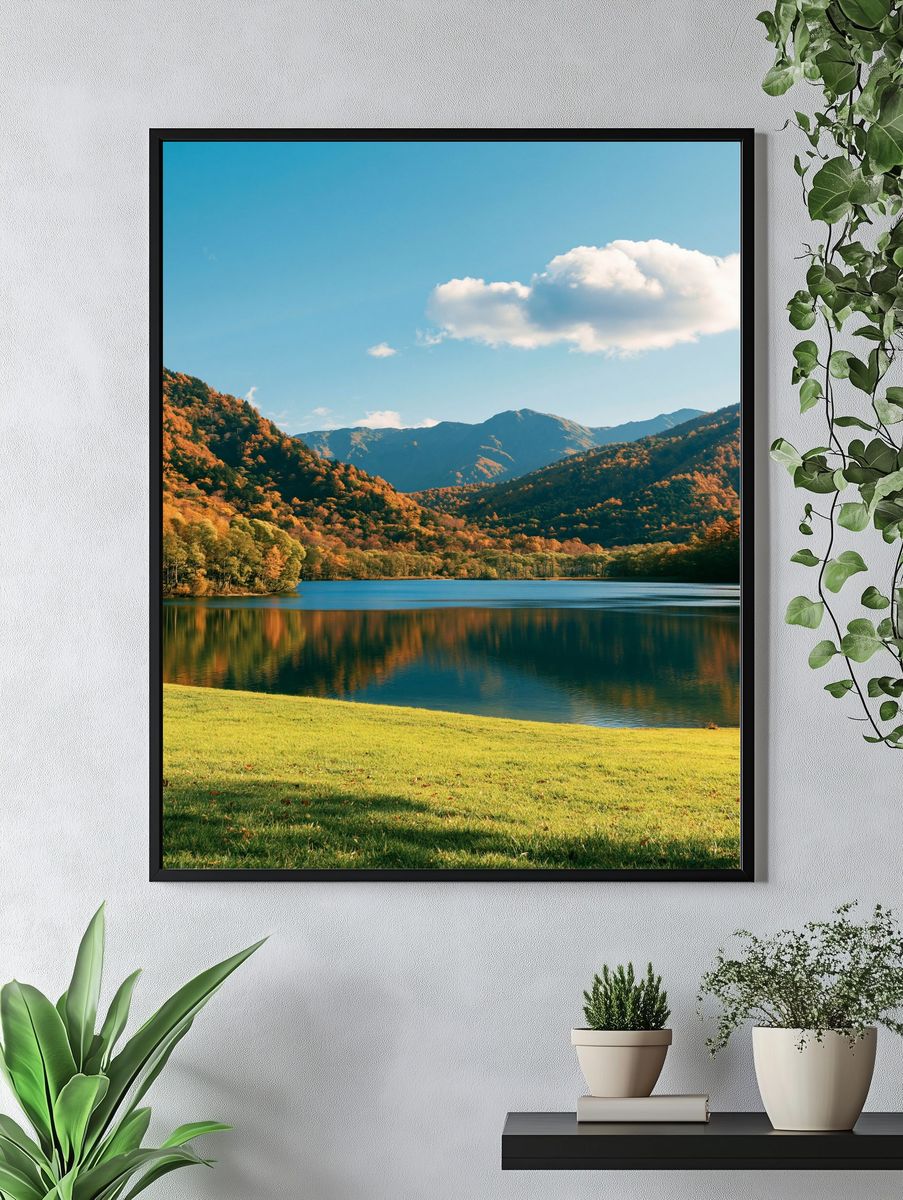Autumn Mountain Lake Photography Poster. — room view 4