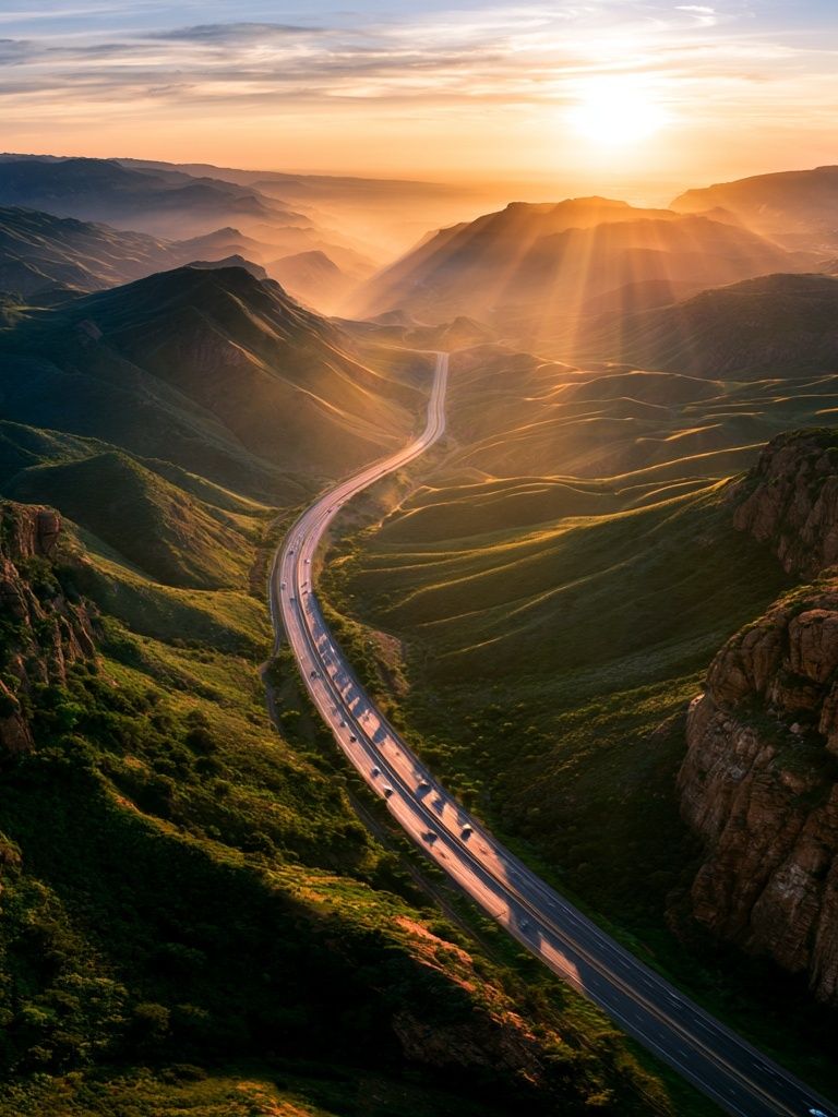 Sunrise Mountain Road Photography Poster. poster — photography art