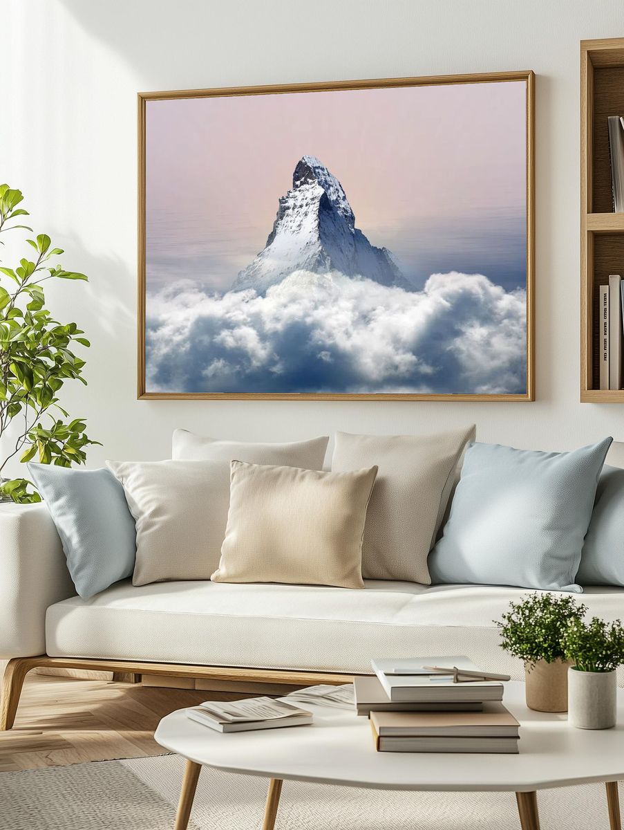 Majestic Mountain Peak — Nature Print. — room view 2