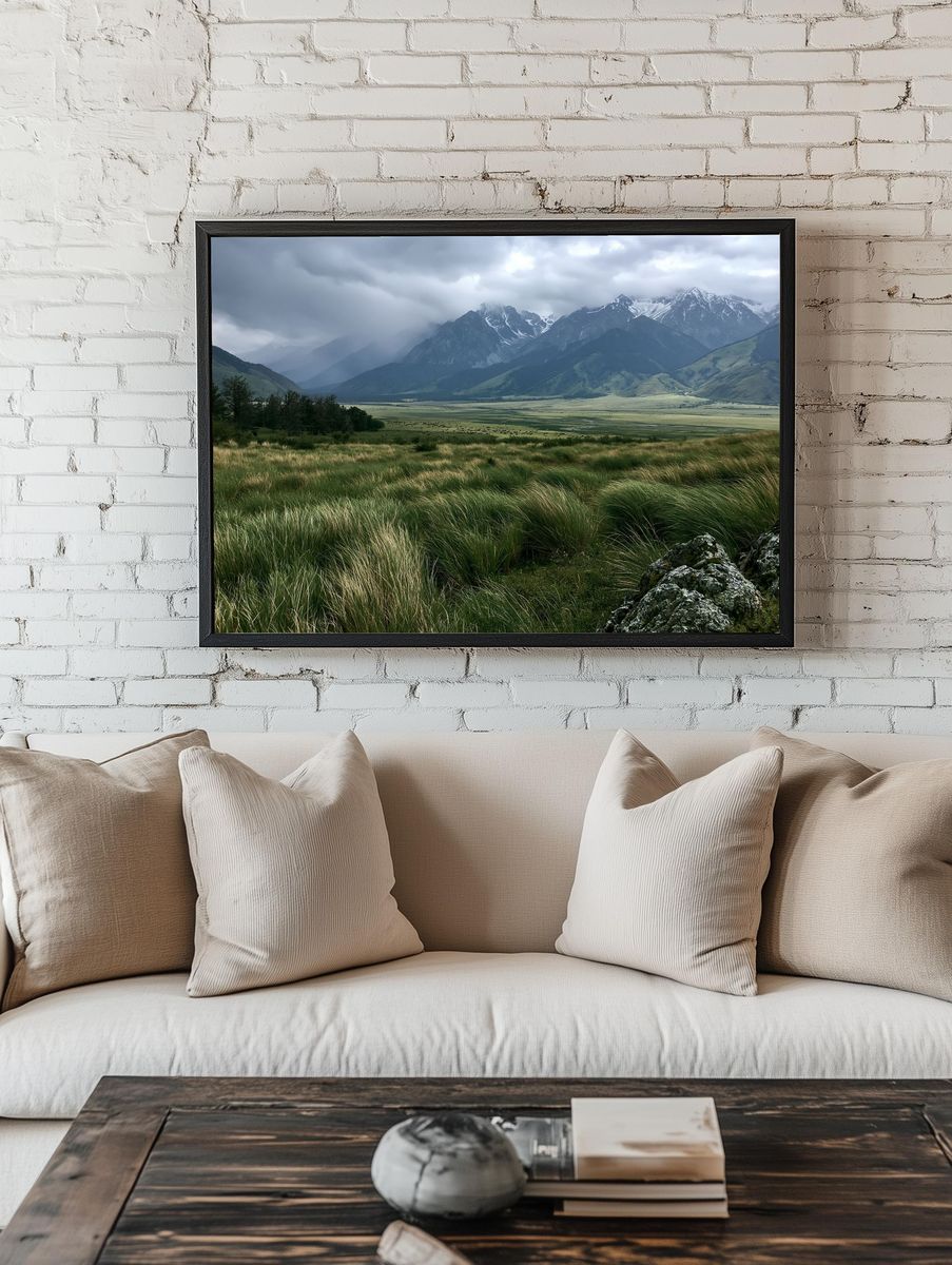 Misty Mountain Valley Photography Poster. room preview
