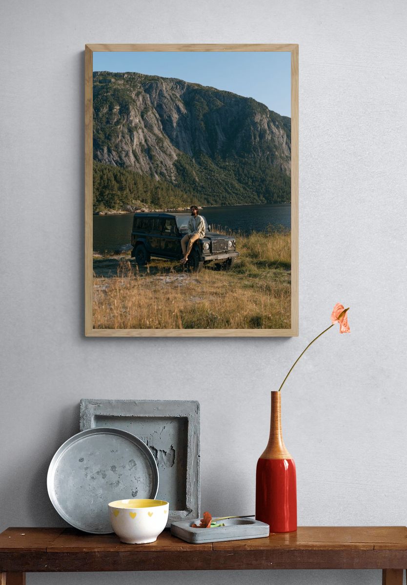 Mountain Lake Land Rover Photography Poster. — room view 3
