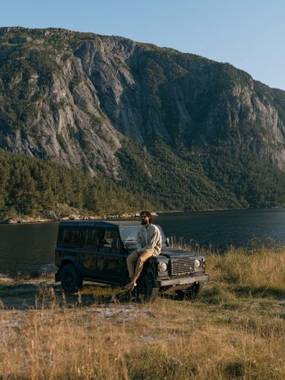 Mountain Lake Land Rover Photography Poster. poster