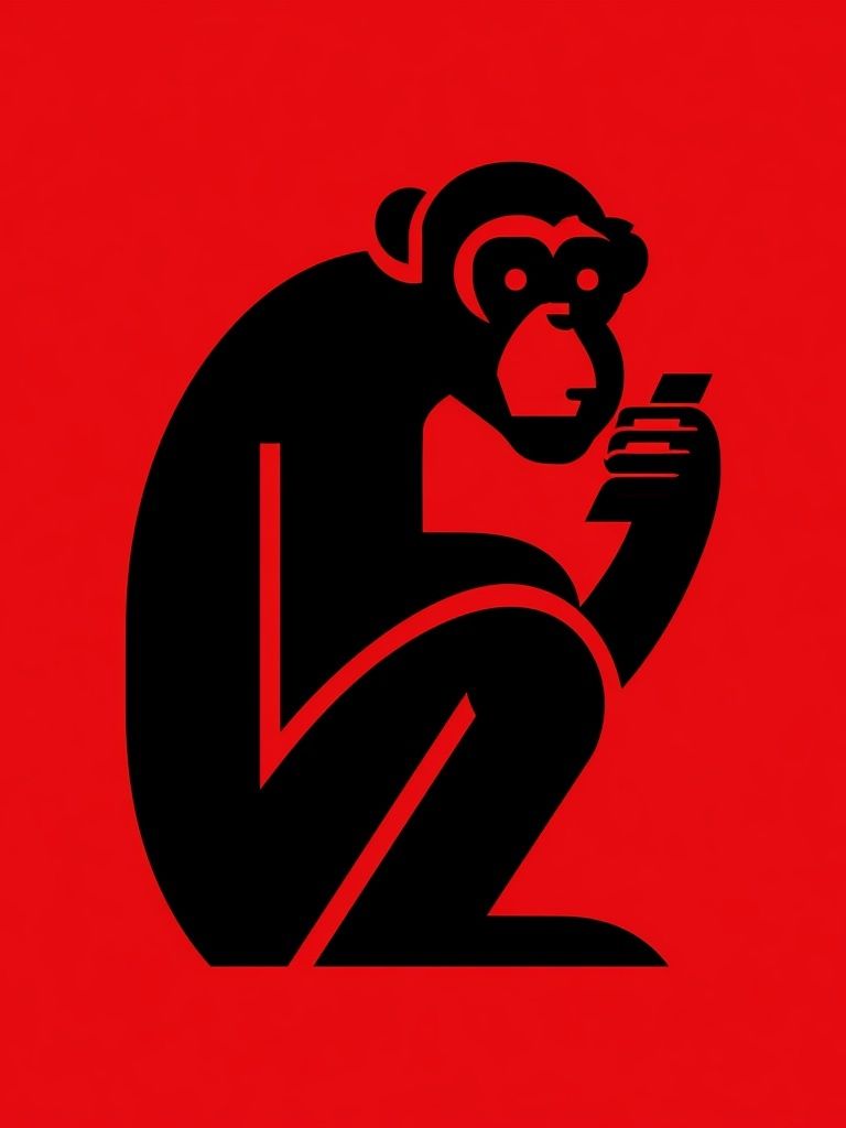 Monkey Silhouette Typography Poster. poster detail