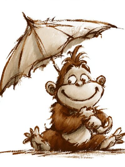 Smiling Monkey Watercolor Poster. poster
