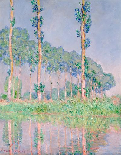 Claude Monet 's Poplars, Pink. poster print