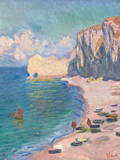 Etretat: Beach and Falaise d'Amont by Claude Monet — Art Print. poster print