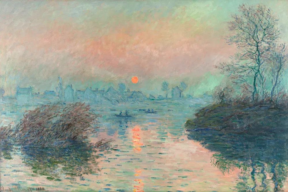Sun setting Seine Lavacourt (1880). poster detail