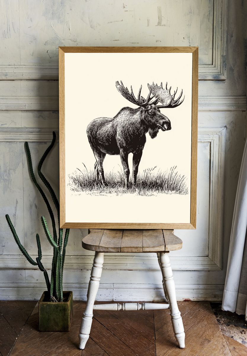 Moose Illustration Poster room preview