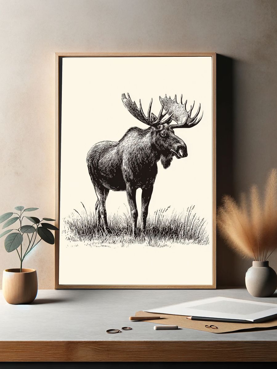 Moose Illustration Poster. — room view 2