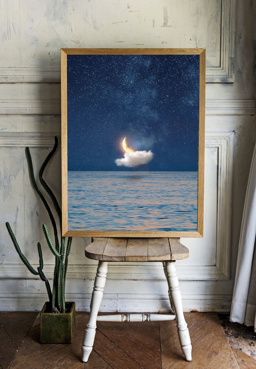 Moonlit Ocean — Surreal Print room preview