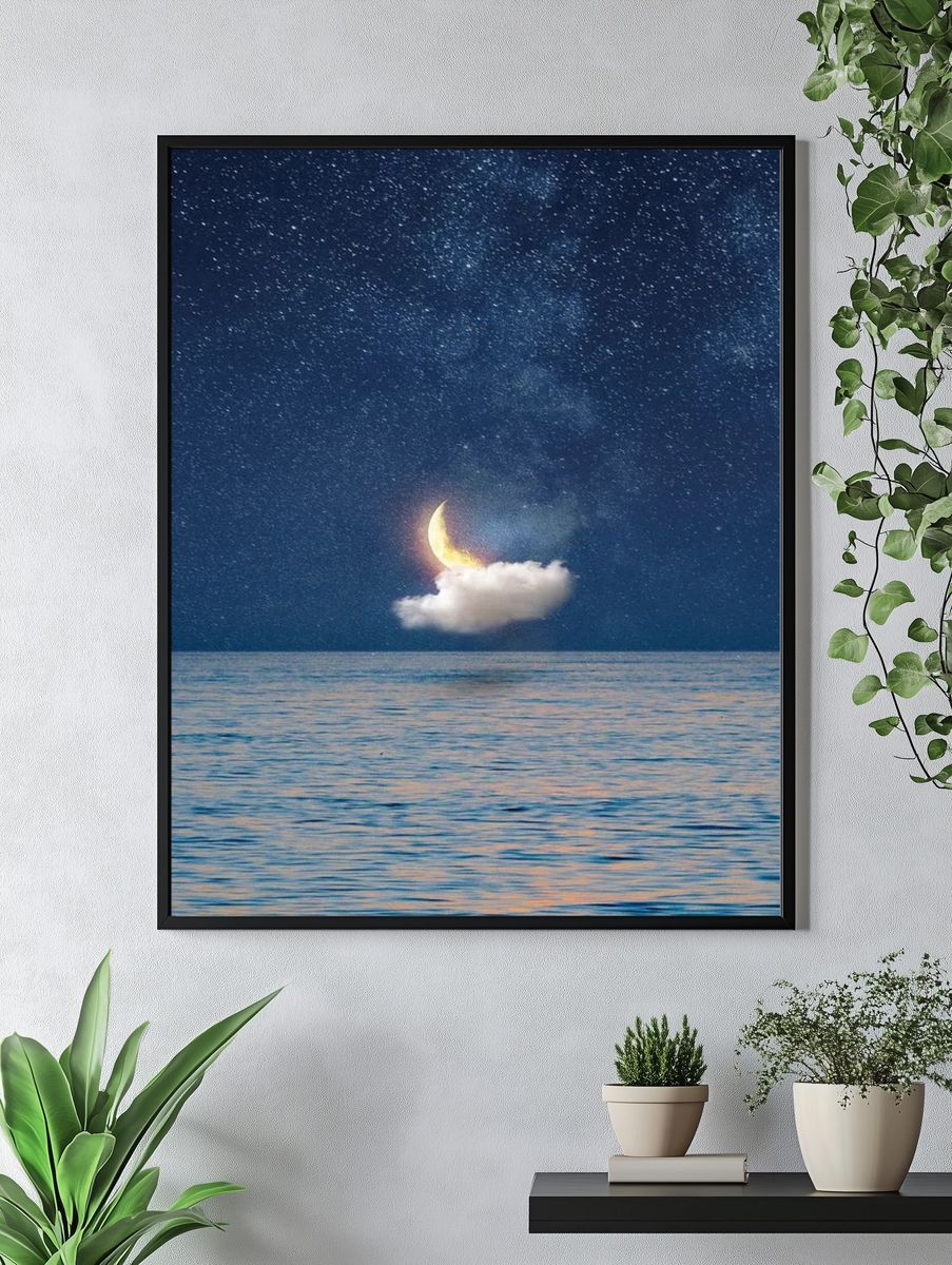 Moonlit Ocean — Surreal Print. — room view 4