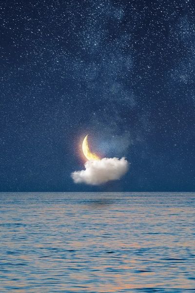 Moonlit Ocean — Surreal Print. poster print