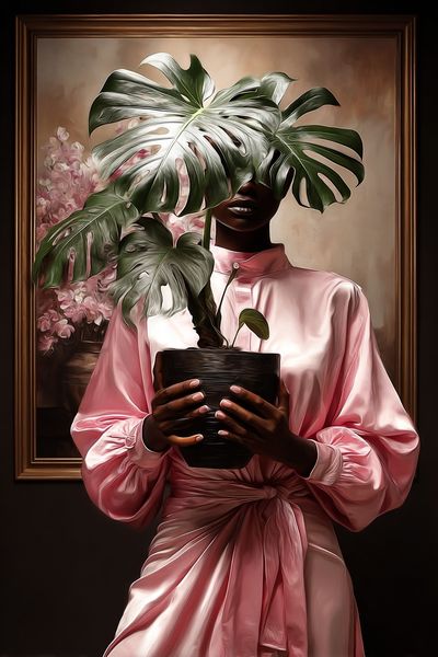 Monstera Portrait Illustration Poster. poster