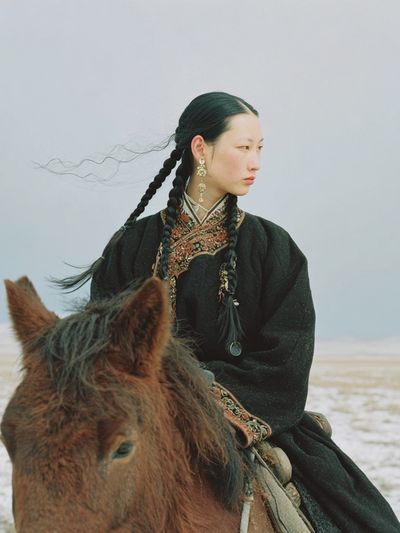 Mongolian Rider Portrait Print. poster
