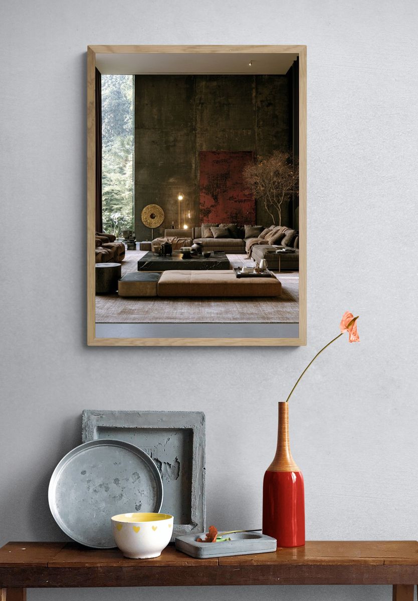 Moody Modern Living Room Photography Poster. — room view 3