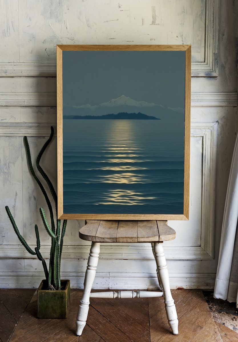 Moonlit Ocean Reflection — Fine Art Print room preview