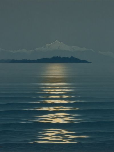 Moonlit Ocean Reflection — Fine Art Print. poster