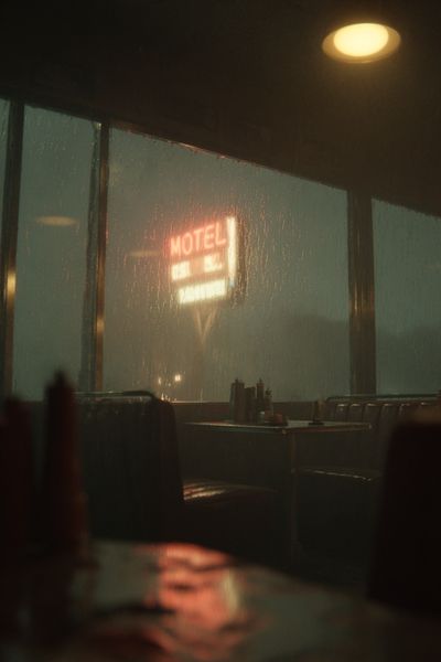 Motel Rainy Night — Photography Print. poster
