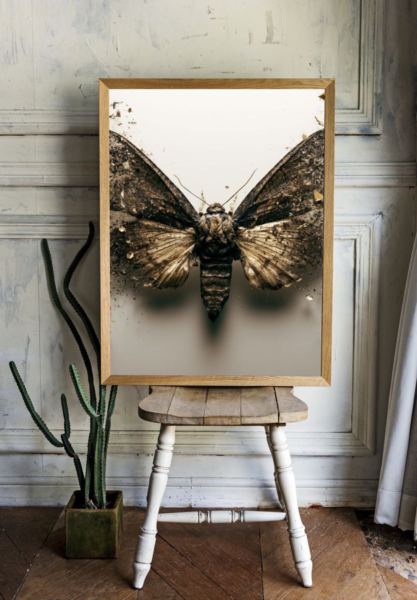 Moth Debris Photography Poster. room preview