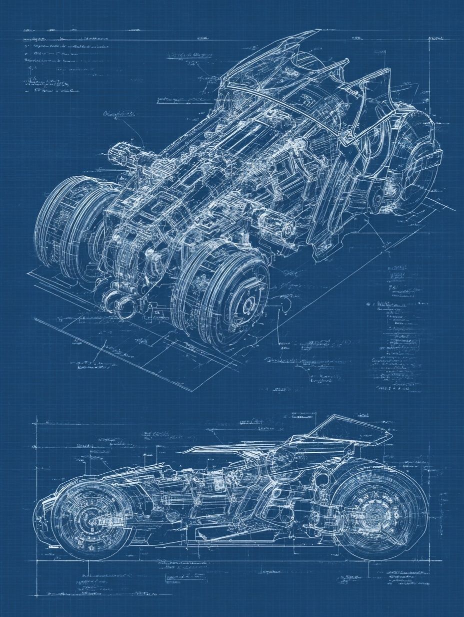 Futuristic Motorcycle Blueprint Poster. poster — illustration art