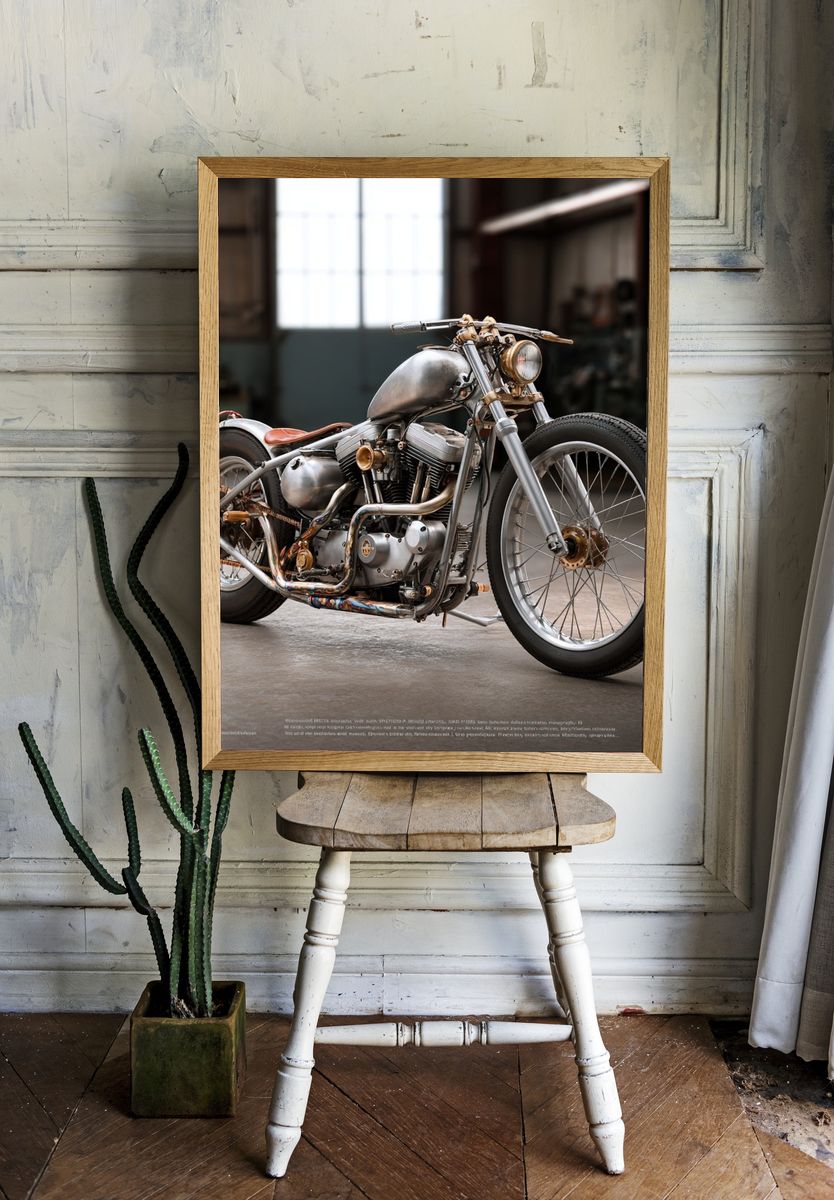 Custom Chopper Motorcycle Photography Poster. room preview
