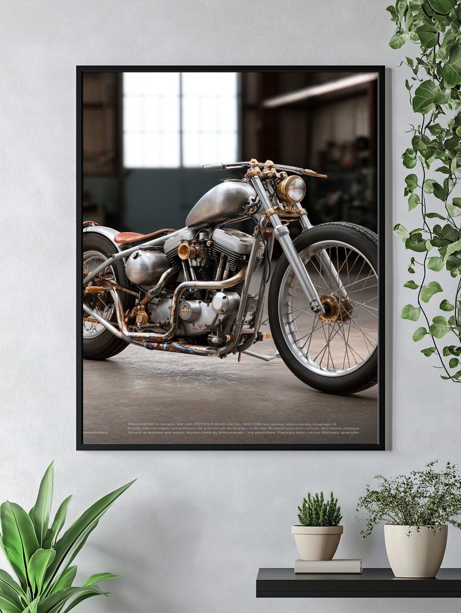 Custom Chopper Motorcycle Photography Poster. — room view 4