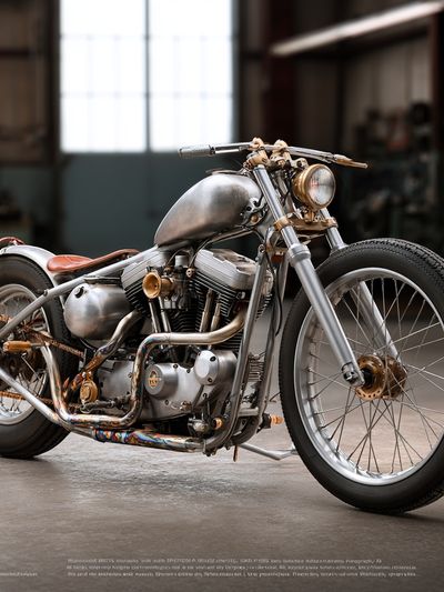 Custom Chopper Motorcycle Photography Poster.