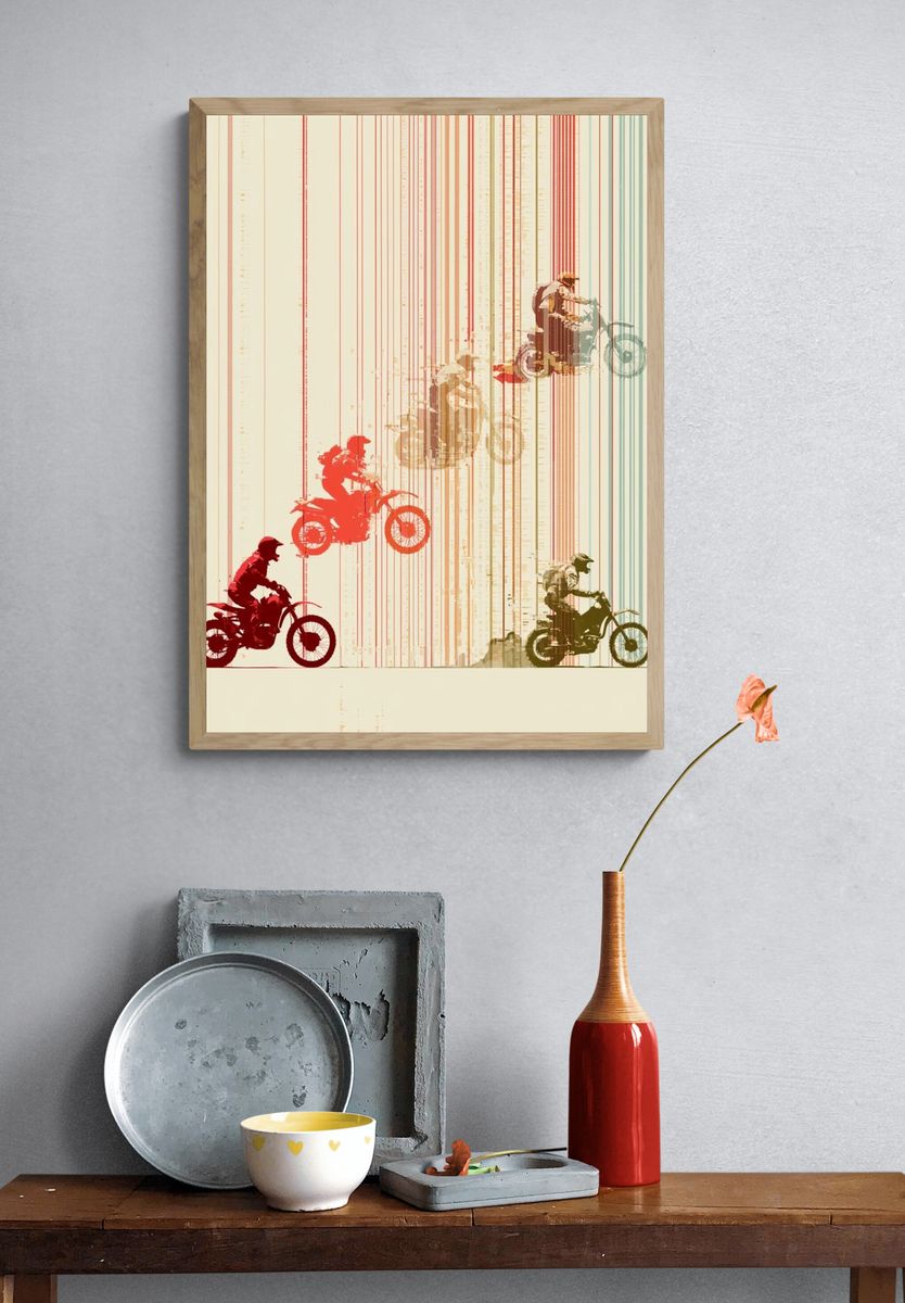 Motocross Riders Abstract Poster. — room view 3