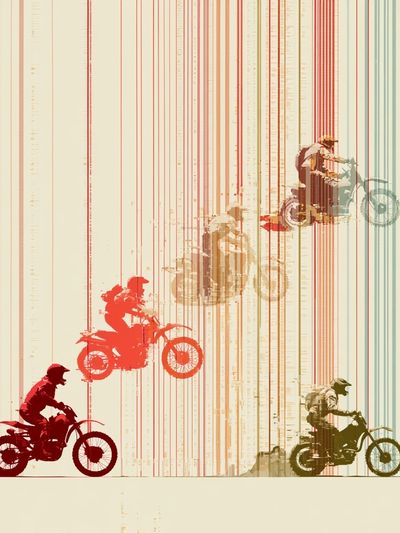 Motocross Riders Abstract Poster.