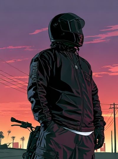 Motorcyclist Sunset Illustration Poster. poster