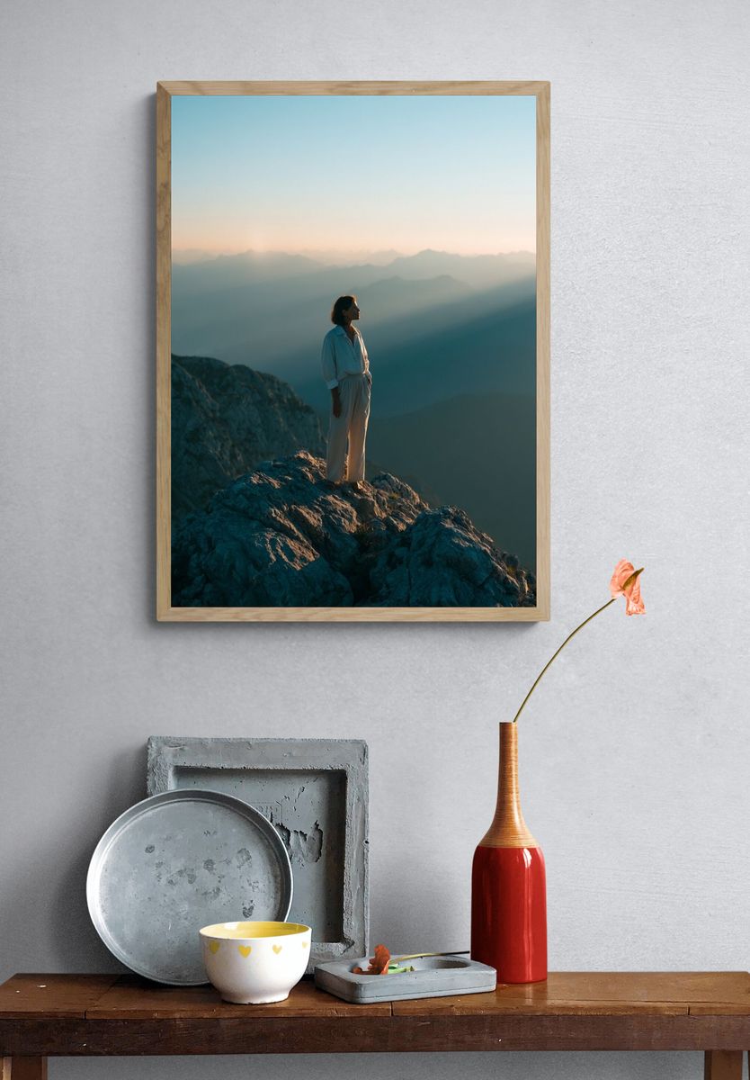 Mountain Summit Portrait Print. — room view 3