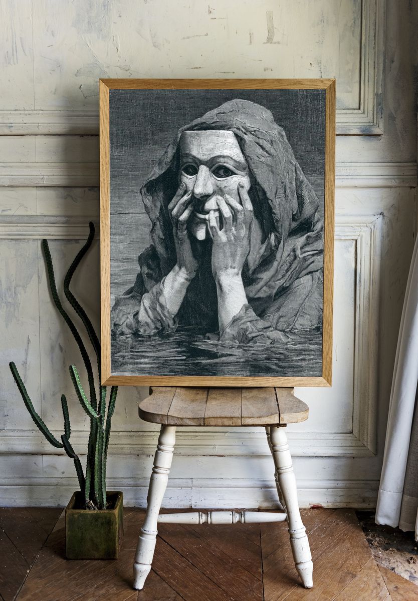 Mourning Figure Engraving Poster. room preview
