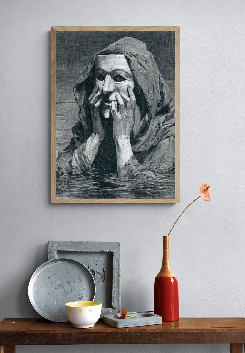 Mourning Figure Engraving Poster. — room view 3