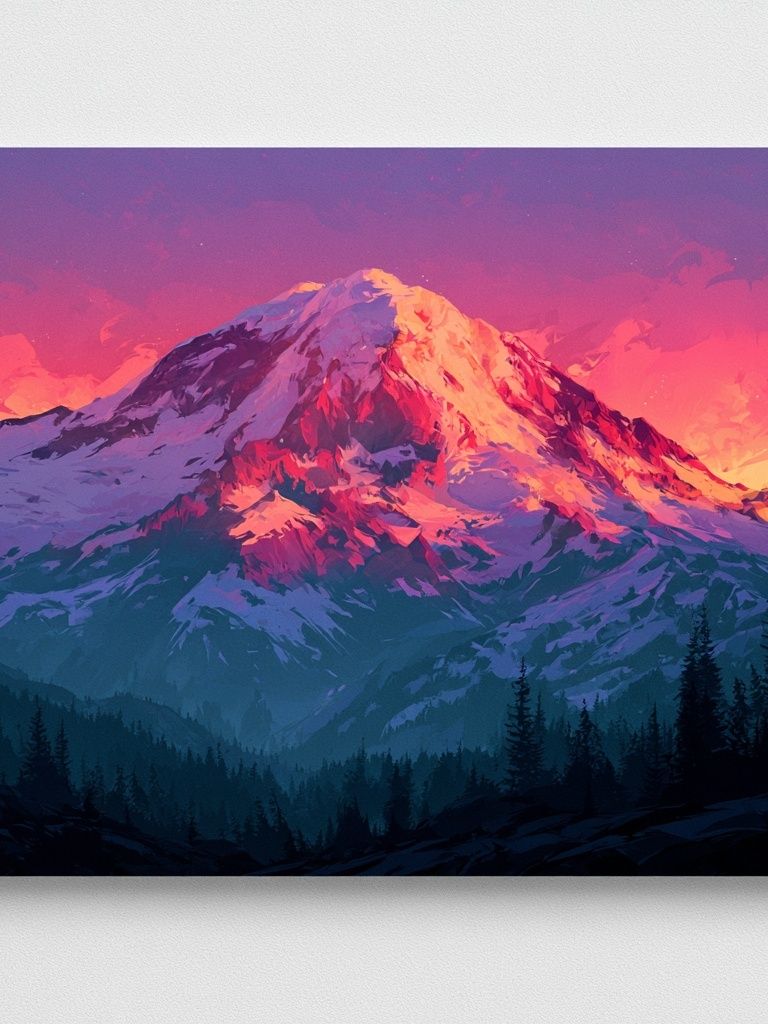 Sunset Mountain Peak Illustration Poster. poster — illustration art